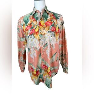 Vintage 80's Ralph Lauren Blue Label Tropical Floral Botanical Print‎ Size 4